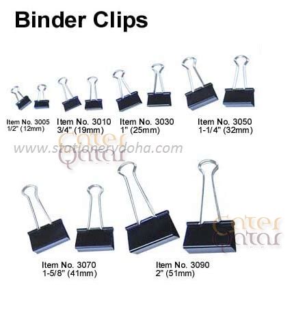 Binder Clip Size Chart: A Visual Reference of Charts | Chart Master