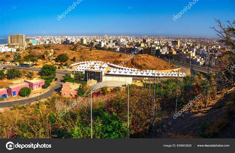 Aerial View City Dakar Senegal Viewed Monument African Renaissance ...