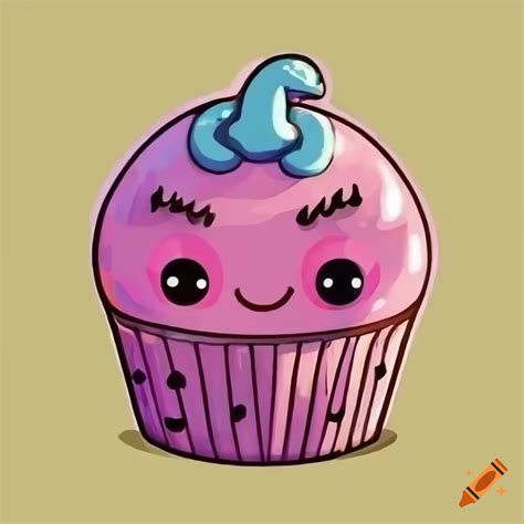 Adorable chibi cupcake monster