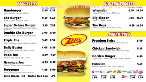 Online Menu of Zips Drive In Restaurant, Post Falls, Idaho, 83854 - Zmenu