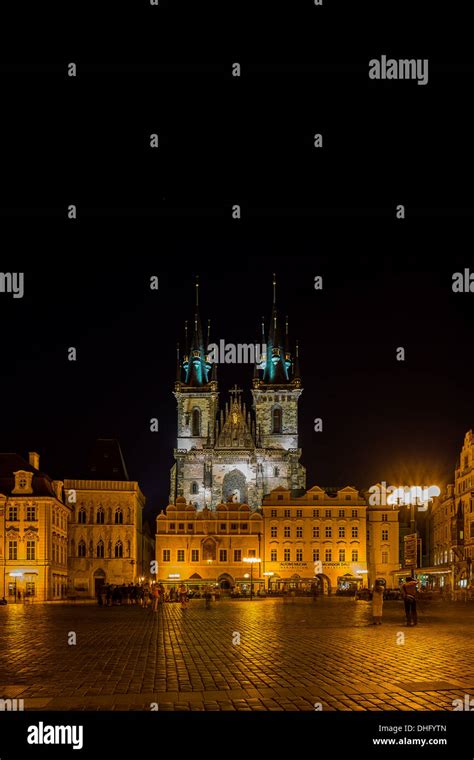 Prague Old Town Square at night Stock Photo - Alamy