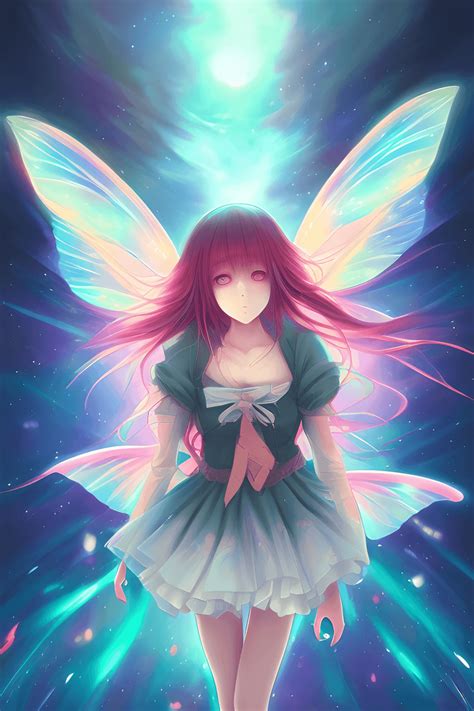 Anime Girl With Butterfly Wings Drawing