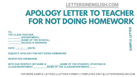 Apology Letter To Teacher For Not Doing Homework - Homework Not Done Letter to Teacher - Letters ...