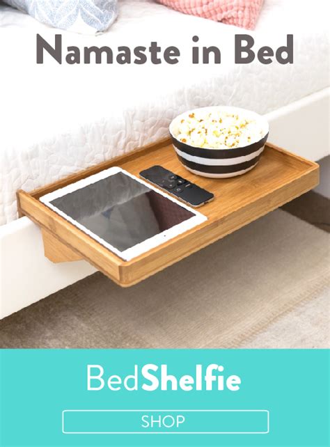 BedShelfie - Modern Bamboo Bedside Shelf / Space-Saving, Floating Nightstand (in Natural Bamboo ...