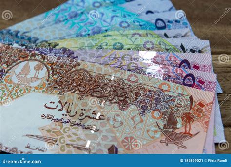 Close Up of Qatar Riyal Banknotes. Stock Image - Image of concept, bank: 185899021