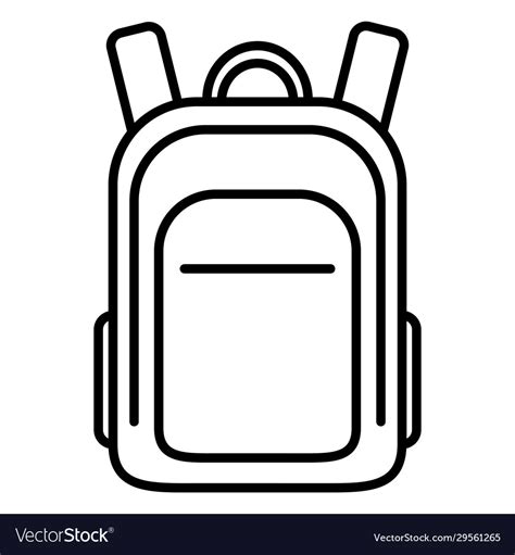 Single black outline icon - school bag plain Vector Image