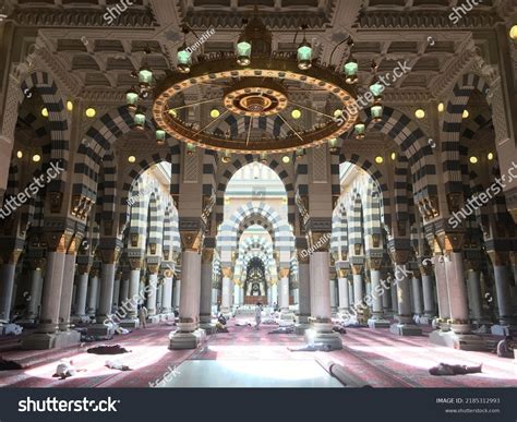 Stunning Interior Mosque Al Masjid Nabawi Stock Photo 2185312993 ...