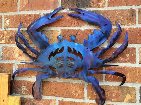 Blue Metal Crab Crabby Crustacean Seafood Steel Wall Art Metal Beach lake Home Coast Coastal ...