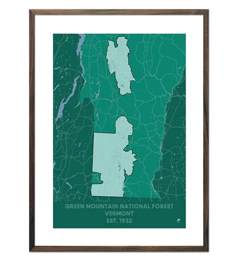 Green Mountain National Forest Map Poster| Muir Way | Forest map, Green mountain, Glacier ...