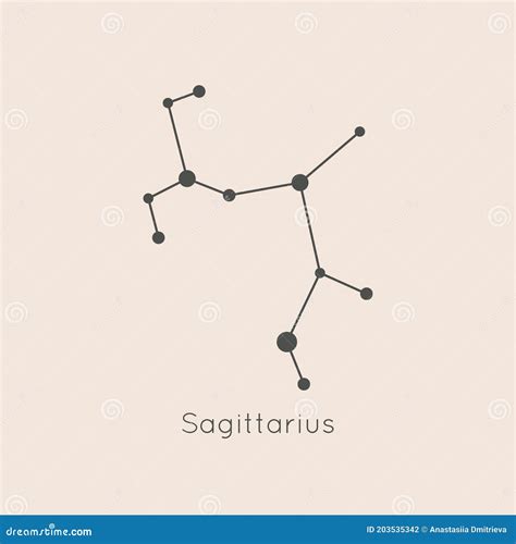 Sagittarius Zodiac Constellation in Trendy Minimal Linear Style. Vector ...