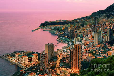 Monaco, Aerial View At Dusk Photograph by Sylvain Sonnet - Fine Art America