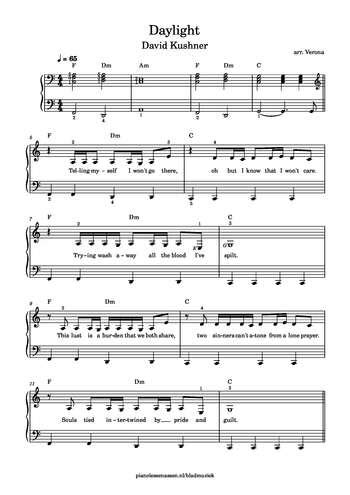 Daylight-David Kushner free sheet music by Verona | Pianoshelf