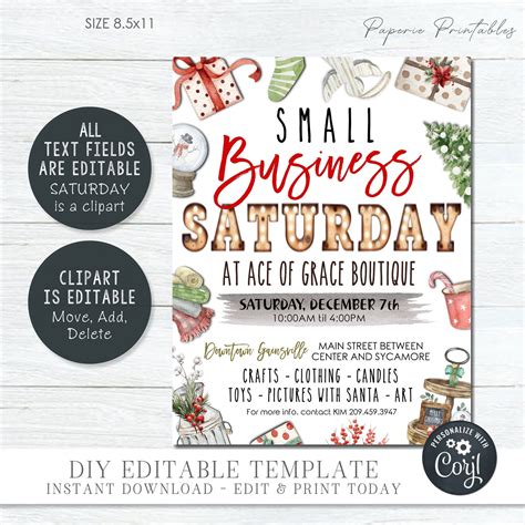 EDITABLE Small Business Saturday Flyer Christmas Small - Etsy