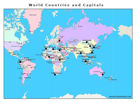 Topografie World Countries and Capitals | www.topomania.net