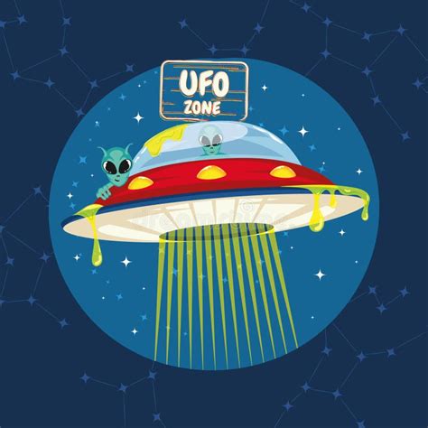 Cute Cartoon Alien UFO Sticker Vector Stock Illustration - Illustration ...