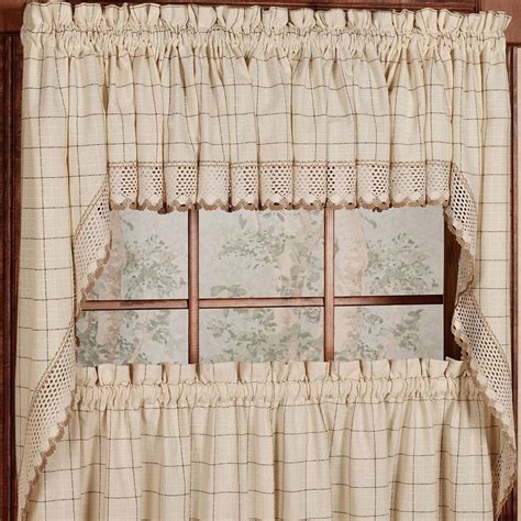 Adirondack Cotton Kitchen Window Curtains - Toast - 38" Swag Pair - Walmart.com