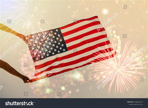 American Celebration Usa Flag Fireworks Independence Stock Photo ...