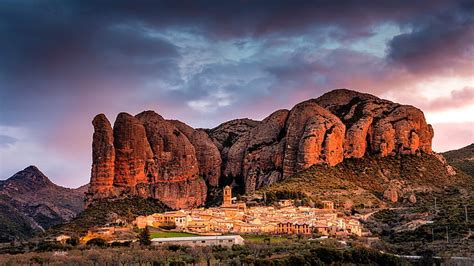 HD wallpaper: mountains, the city, Spain, Aguero village, Huesca province | Wallpaper Flare