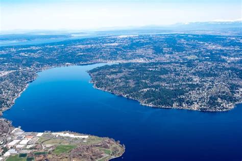 Aerial View Mercer Island Homer Hadley Memorial Bridge Lacey Murrow ...