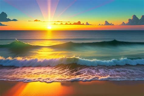 Sunrise and sunset light on the ocean beach island beautiful natural ...