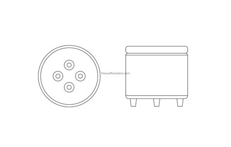 Round Pouf - Free CAD Drawings