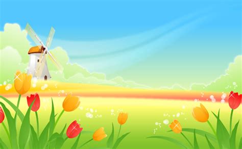 Beautiful cartoon landscapes vector set 07 free download