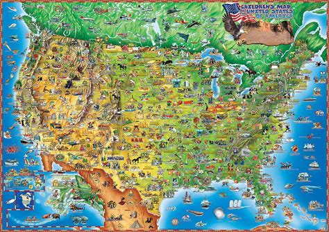 CHILDREN'S MAP OF THE UNITED STATES OF AMERICA - Dino's Maps