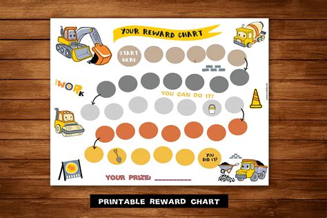 Printable Construction Reward Chart, Sticker Chart, Instant Download ...