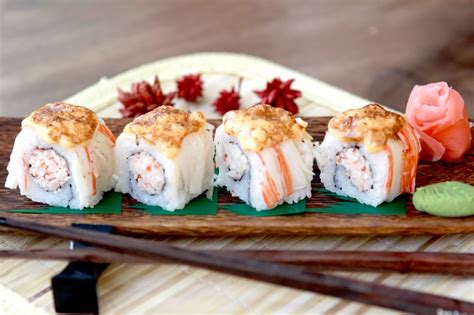 Kani Roll # Crab Stick Serve with Cod Roe Sauce | Food, Sushi, Crab stick