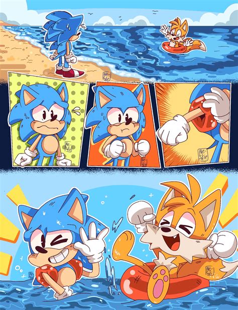 Sonic conquering his fear of water! (Artist: Astiell-Aleks ...