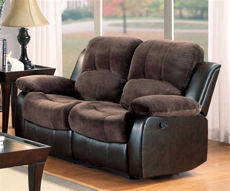 Homelegance Cranley Love Seat Dual Recliner - Chocolate - Textured Plush Microfiber & Bi-Cast ...