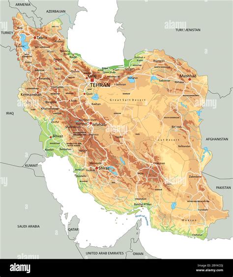 High detailed Iran physical map with labeling Stock Vector Image & Art - Alamy