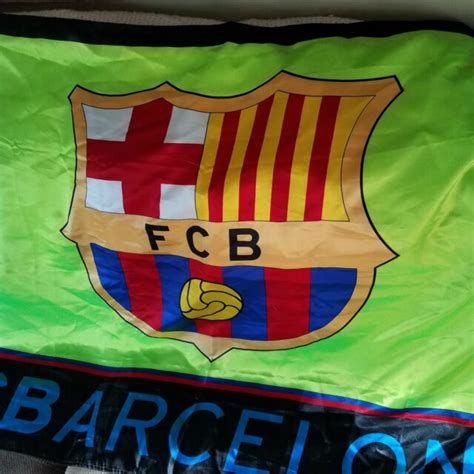 Barcelona FCB Neon Multi Color Flag Shield Logo Spell Out Soccer | eBay