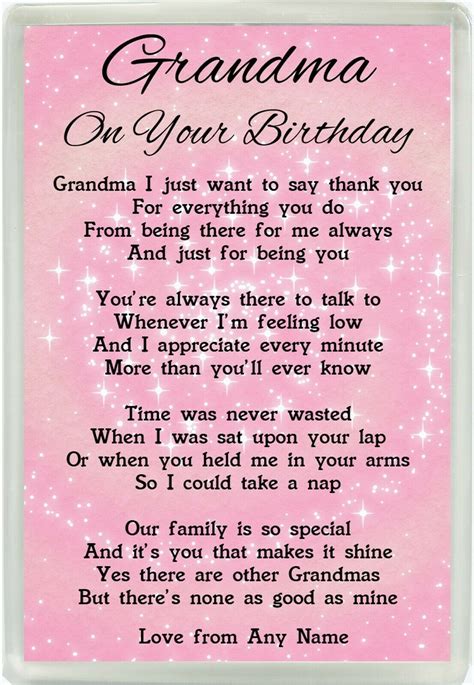 Personalised Grandma On Your Birthday Poem Jumbo Magnet Keepsake Gift M183 | eBay | Happy ...