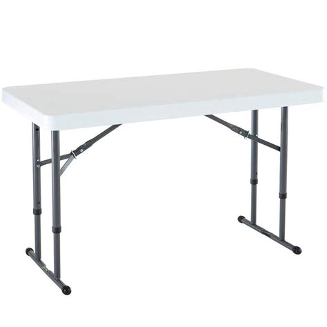 Outdoor Folding Table Adjustable Height White Portable Camp Kids Adult Furniture