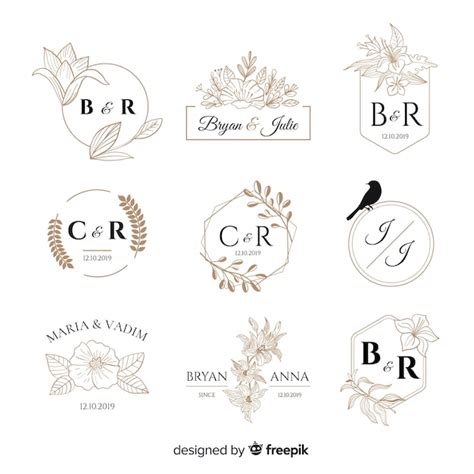 Wedding monogram logo templates collection | Free Vector