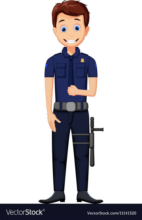 Cute police cartoon posing Royalty Free Vector Image