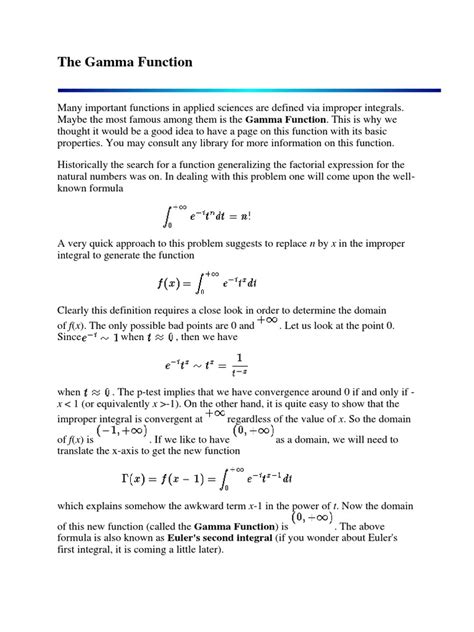 The Gamma Function.docx | Function (Mathematics) | Integral