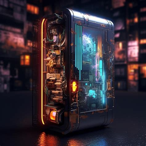 Premium AI Image | Computer gaming lights case design cyberpunk ...