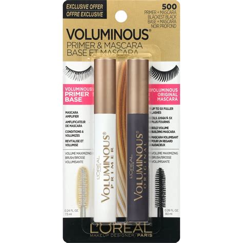 L'Oreal Paris Voluminous Lash Primer and Mascara, Primer + Blackest Black, 2 count, ONLY AT ...