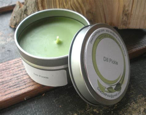 Dill Pickle Scented Soy Candle Travel Tin 6 oz by DewOnAPetal