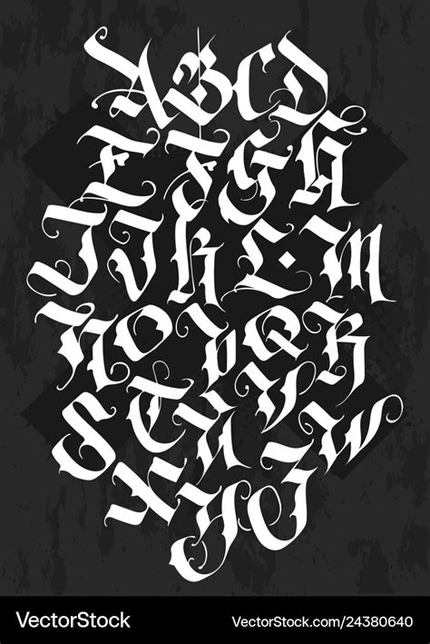 Full alphabet in the gothic style Royalty Free Vector Image