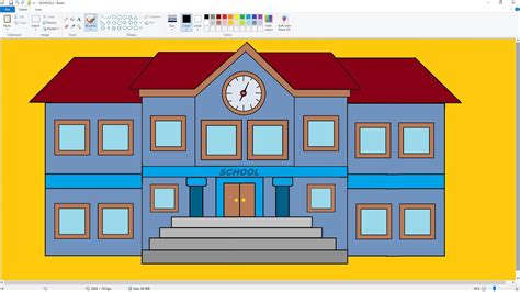 Cute Cartoon School Building Drawing in MS Paint - PART 6 - YouTube