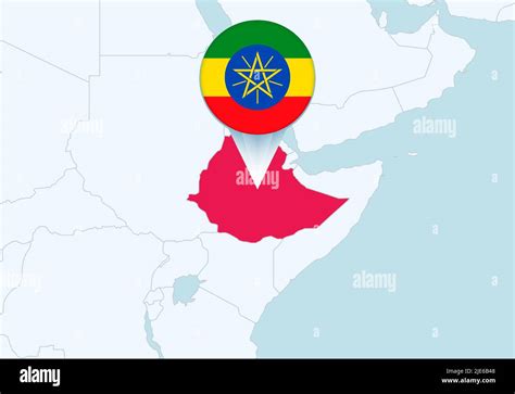 Africa with selected Ethiopia map and Ethiopia flag icon. Vector map ...