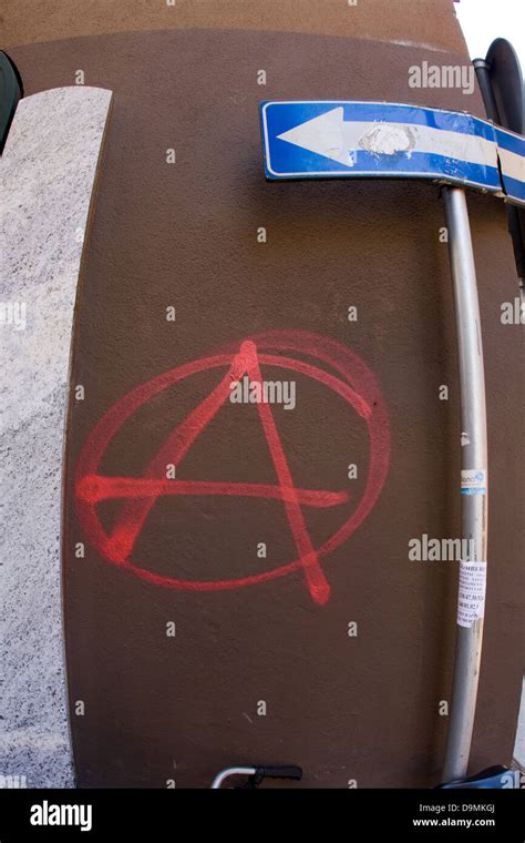 Anarchy sign graffiti on a wall in Milan, Italy Stock Photo - Alamy