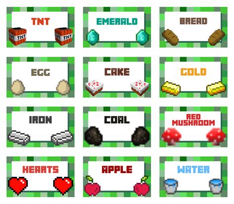 Minecraft Food Labels - 10 Free PDF Printables | Printablee