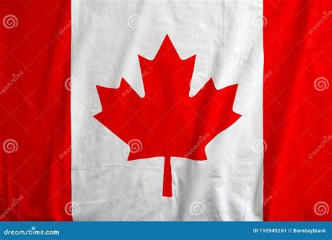 Canada Flag on the Fabric Texture Background. Stock Image - Image of ...