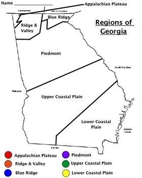 Regions of Georgia Map Worksheet | Social studies worksheets, Georgia ...