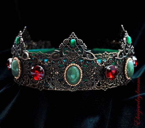 Medieval Men's crown, Mens Green Imperial Medieval Crown, GOLD Prom Groom King Crown Bronze Male ...