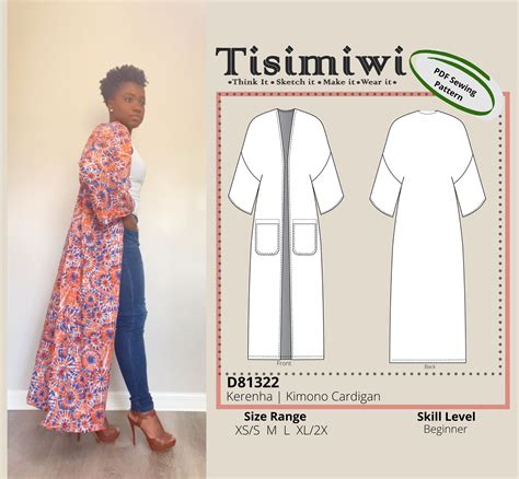 Kimono Cardigan Digital PDF Sewing Pattern US Size XS-2X - Etsy